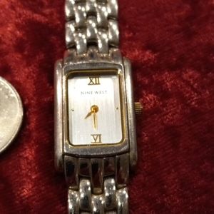 Vintage Rectangular Silver Face, Link Band Nine We